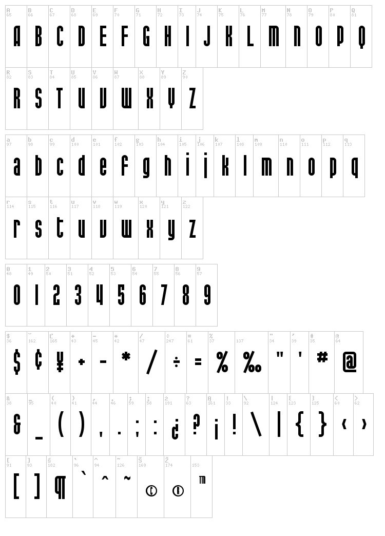 SF Port McKenzie font map